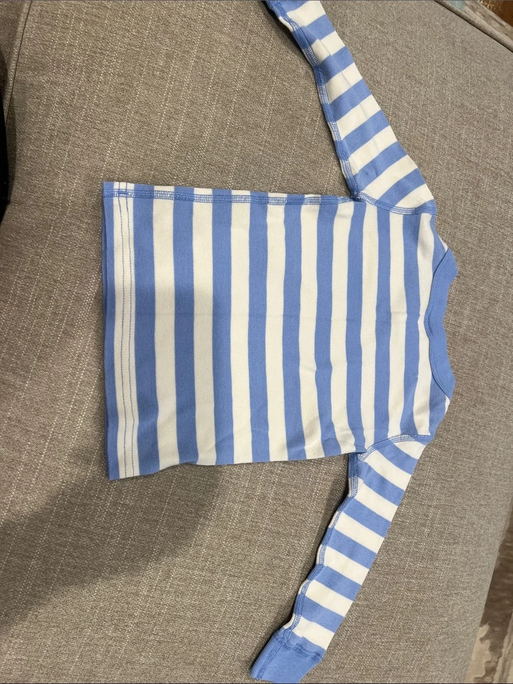 Hanna Andersson Light Blue and White Striped Pajama Set